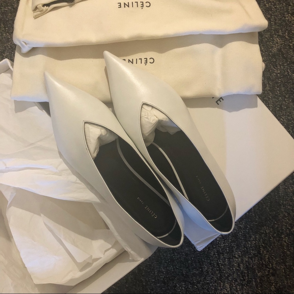 Celine Shoes | White V Neck Flats | US6.5 / 36.5